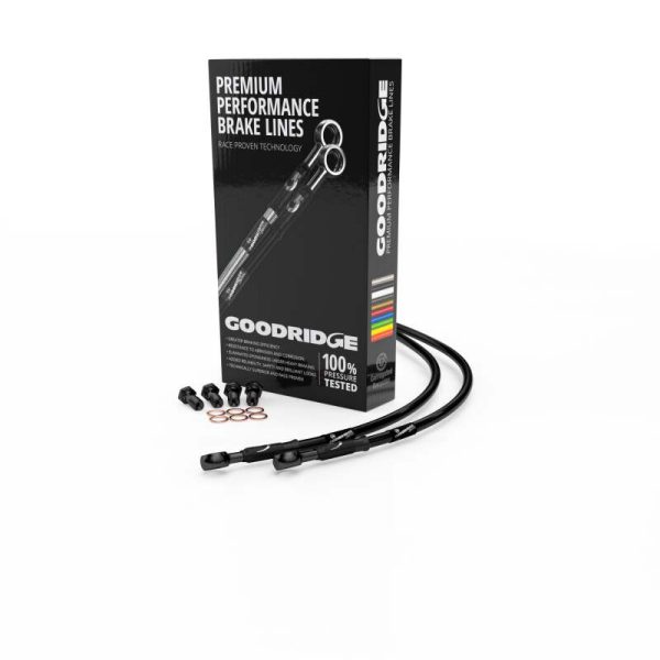 Goodridge 1976 Yamaha XS500C Black Front SS Brake Lines w Black Fittings Online Sale