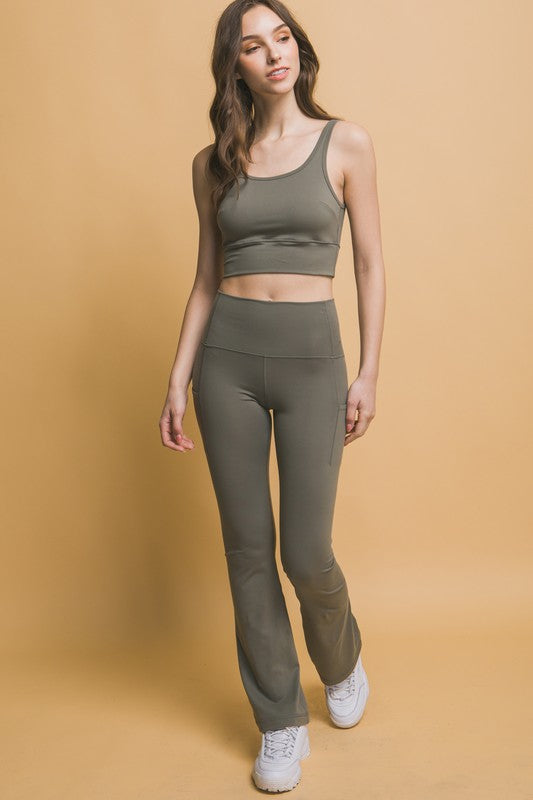 Love Tree High Waist Flare Active Leggings with Side Pockets For Cheap