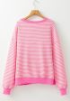 Striped Sequin Heart Round Neck Long Sleeve Sweatshirt Online Sale