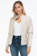 Snobbish Faux Leather Biker Jacket with Side Zip Pockets Hot on Sale