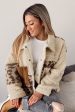 Pocketed Leopard Collared Neck Sherpa Jacket Online