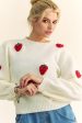 Davi & Dani Crochet Strawberry Round Neck Sweater Supply