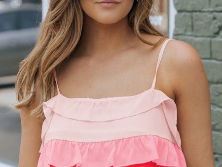 Color Block Ruffled Tie Back Cami Supply