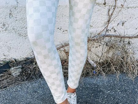 Checkered Elastic Waist Leggings Hot on Sale