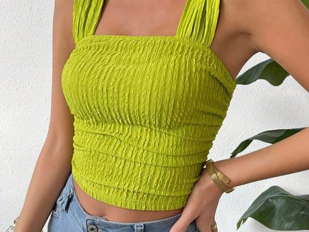 Textured Square Neck Wide Strap Tank Hot on Sale