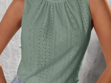 Tied Eyelet Mock Neck Tank Sale