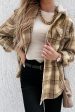 Plaid Button Up Long Sleeve Hooded Jacket Fashion