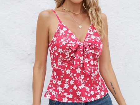 Tied Floral V-Neck Cami Cheap