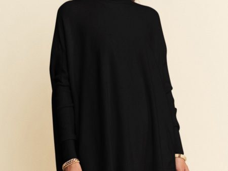 Davi & Dani High-Low Turtleneck Long Sleeve Knit Top For Sale