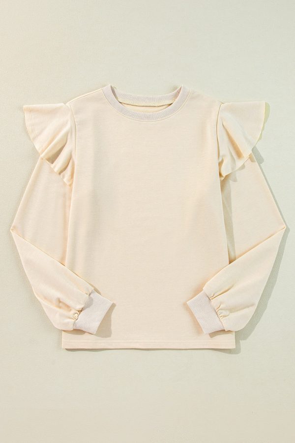 Ruffled Round Neck Long Sleeve Blouse Online now