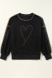 Valentine’s Day Rhinestone Heart Round Neck Long Sleeve Sweatshirt Supply