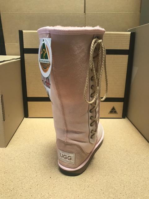 PINK TALL LACE UP UGG BOOTS For Sale