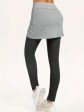 Drawstring Fake Two Pieces Active Leggings with Ruched Skirt For Discount