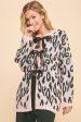 Davi & Dani Leopard Ribbon Tie Front Loose Fit Cardigan Hot on Sale