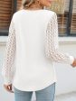 Cutout Round Neck Lace Long Sleeve Blouse For Cheap