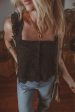 Embroidered Square Neck Wide Strap Tank Hot on Sale