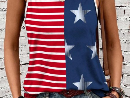 US Flag Round Neck Tank on Sale