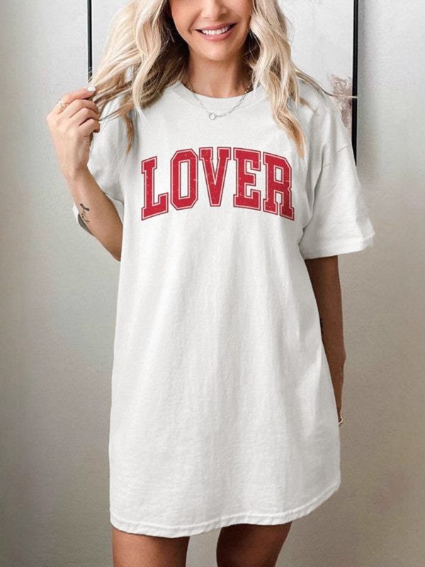 LOVER Round Neck Half Sleeve T-Shirt For Cheap