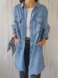 Full Size Raw Hem Button Up Long Sleeve Denim Top Plus Size For Cheap