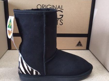 BLACK   ZEBRA DELUXE UGG BOOTS For Sale