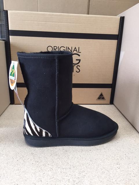 BLACK   ZEBRA DELUXE UGG BOOTS For Sale