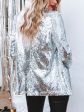 Sequin Lapel Collar Long Sleeve Blazer For Discount