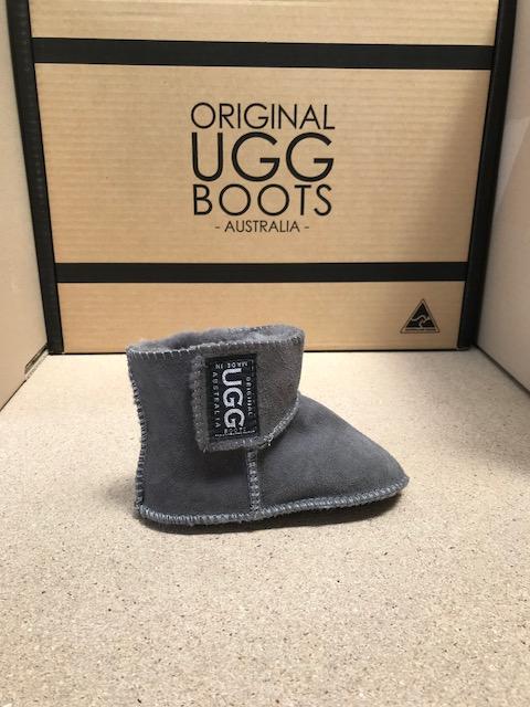 Grey Baby Velcro UGG Boots Hot on Sale