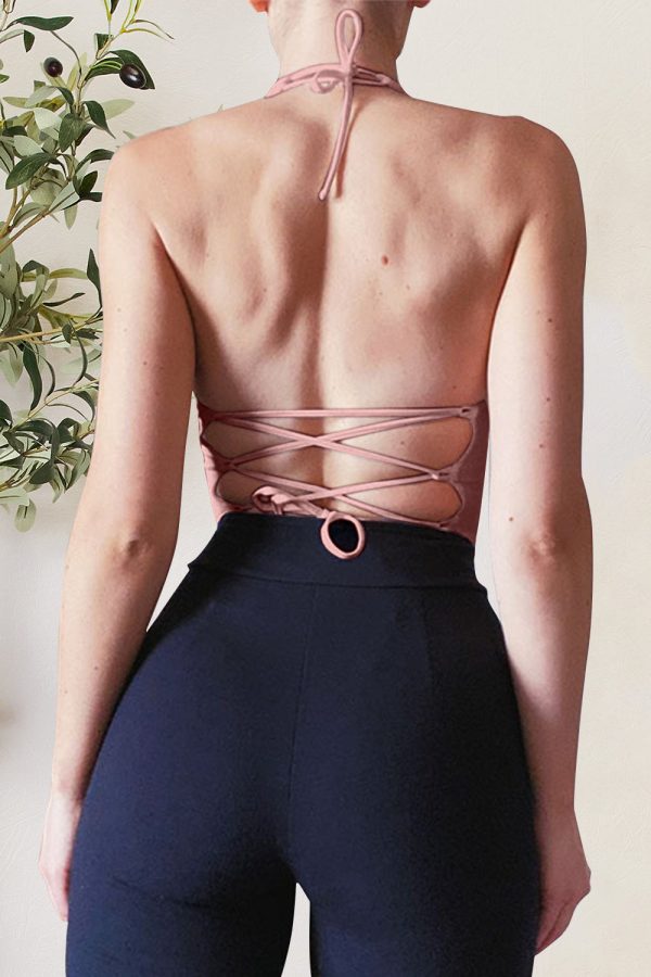 Backless Lace-Up Halter Neck Cami Online now