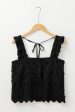 Embroidered Square Neck Wide Strap Tank Hot on Sale