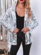 Sequin Lapel Collar Long Sleeve Blazer For Discount