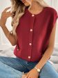 Perfee Pocketed Round Neck Cap Sleeve Cardigan Supply