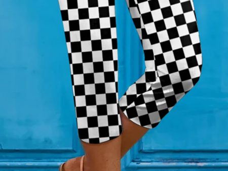 Checkered Skinny Capris Online Sale