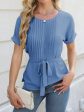 Tie Waist Round Neck Short Sleeve Blouse Online Sale