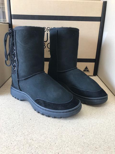 BLACK SHORT LACE UP RUGGED UGG BOOTS For Sale