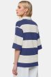 Oh Pima Cotton Wash Color Block Johnny Collar Half Sleeve Top Online Sale