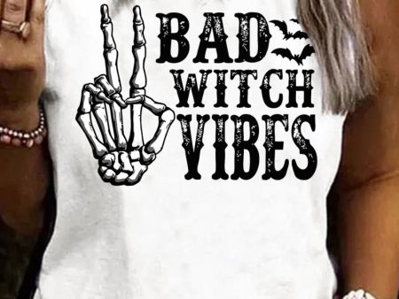 BAD WITCH VIBES Round Neck Tnk For Discount