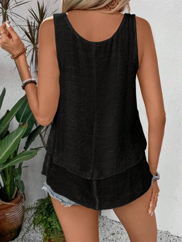 Layered Scoop Neck Wide Strap Tank Hot on Sale