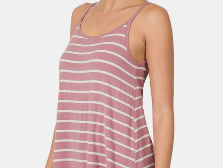 Zenana Striped Curved Hem Cami on Sale