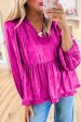 Frill V-Neck Long Sleeve Blouse Sale