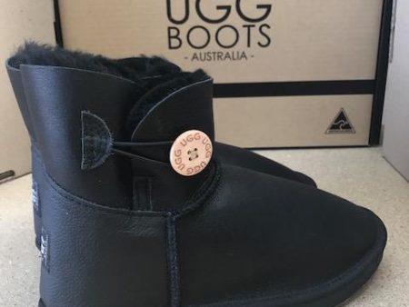 BLACK NAPA MINI BUTTON UGG BOOTS For Discount