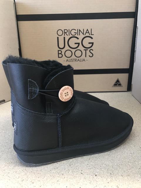 BLACK NAPA MINI BUTTON UGG BOOTS For Discount