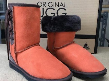 Orange Choc  Leopard Heel Lace Up UGG Boots Online now