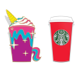 Unicorn & The Red Cup  Enamel Lapel Pin SET Hot on Sale