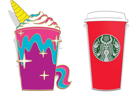 Unicorn & The Red Cup  Enamel Lapel Pin SET Hot on Sale