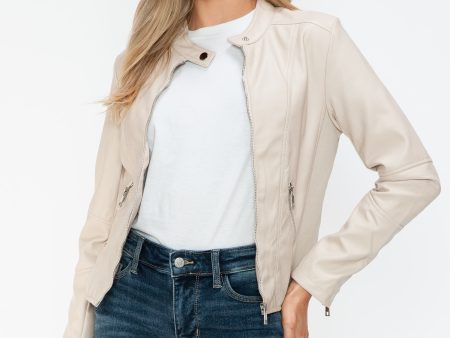 Snobbish PU Leather Zip Up Jacket with Pockets Fashion