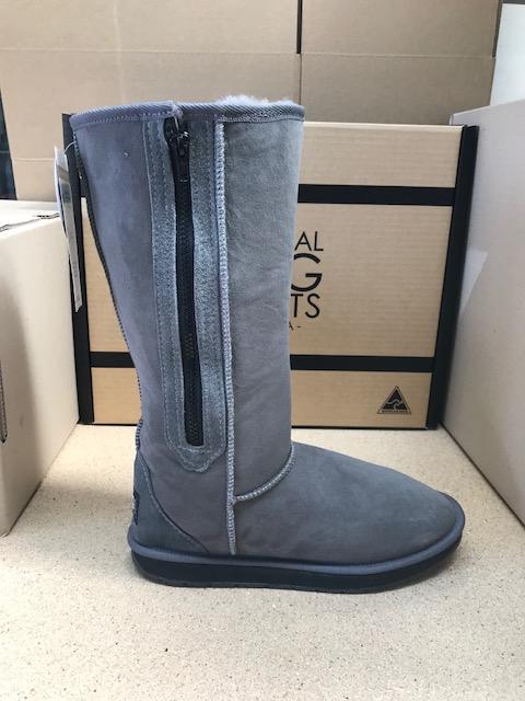 GREY TALL ZIP BOOTS For Discount