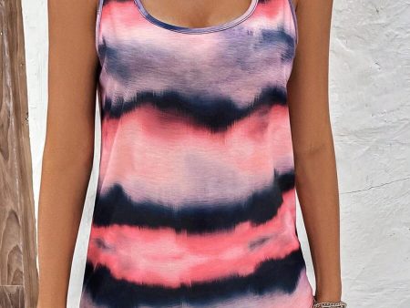 Tie-Dye Scoop Neck Wide Strap Tank For Sale