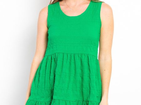 Be Stage Ruffled Sleeveless Babydoll Top For Cheap