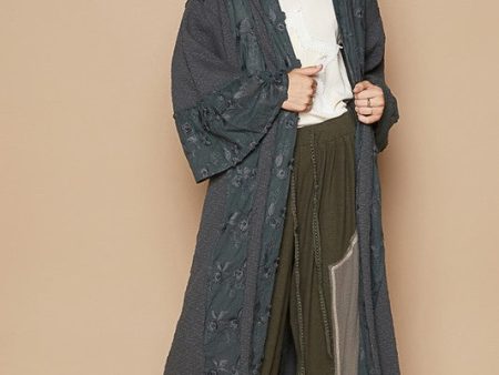 POL Flower Lace Trim Open Front Longline Cardigan Online Hot Sale