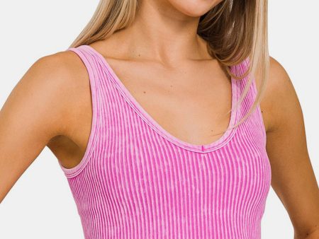 Zenana Washed Ribbed Cropped Tank Cheap